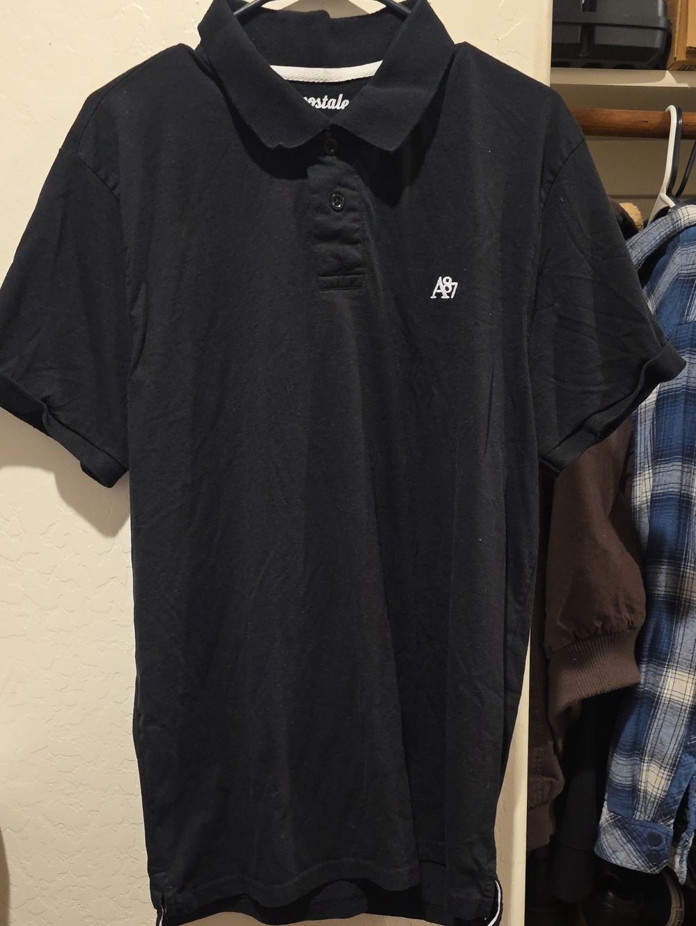 Aeropostale Black Men's Polo with A87 Logo